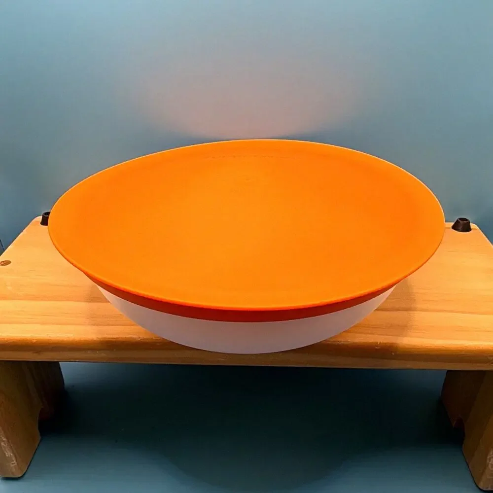 Tupperware Orange/White Plastic Round Bowl 740 ml Snap Lid 2pc Set 6292A-3